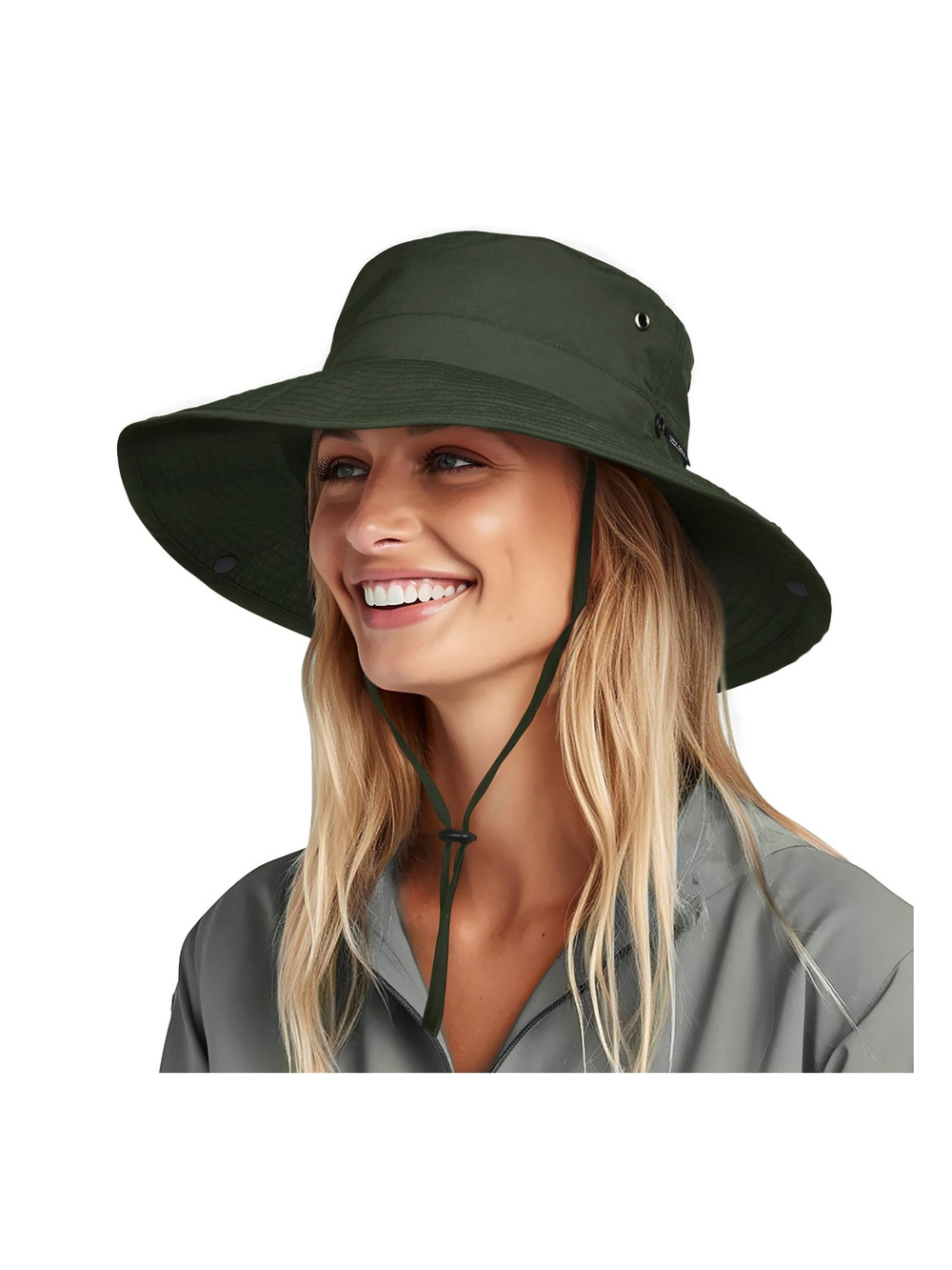 Sun Hats for Women Ponytail Wide Brim Summer Packable | Army Green | Size OS